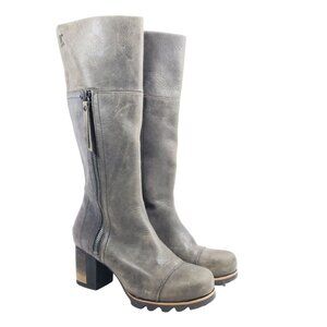 Sorel Womens Size 7.5 Leather Knee-High Boots Gray